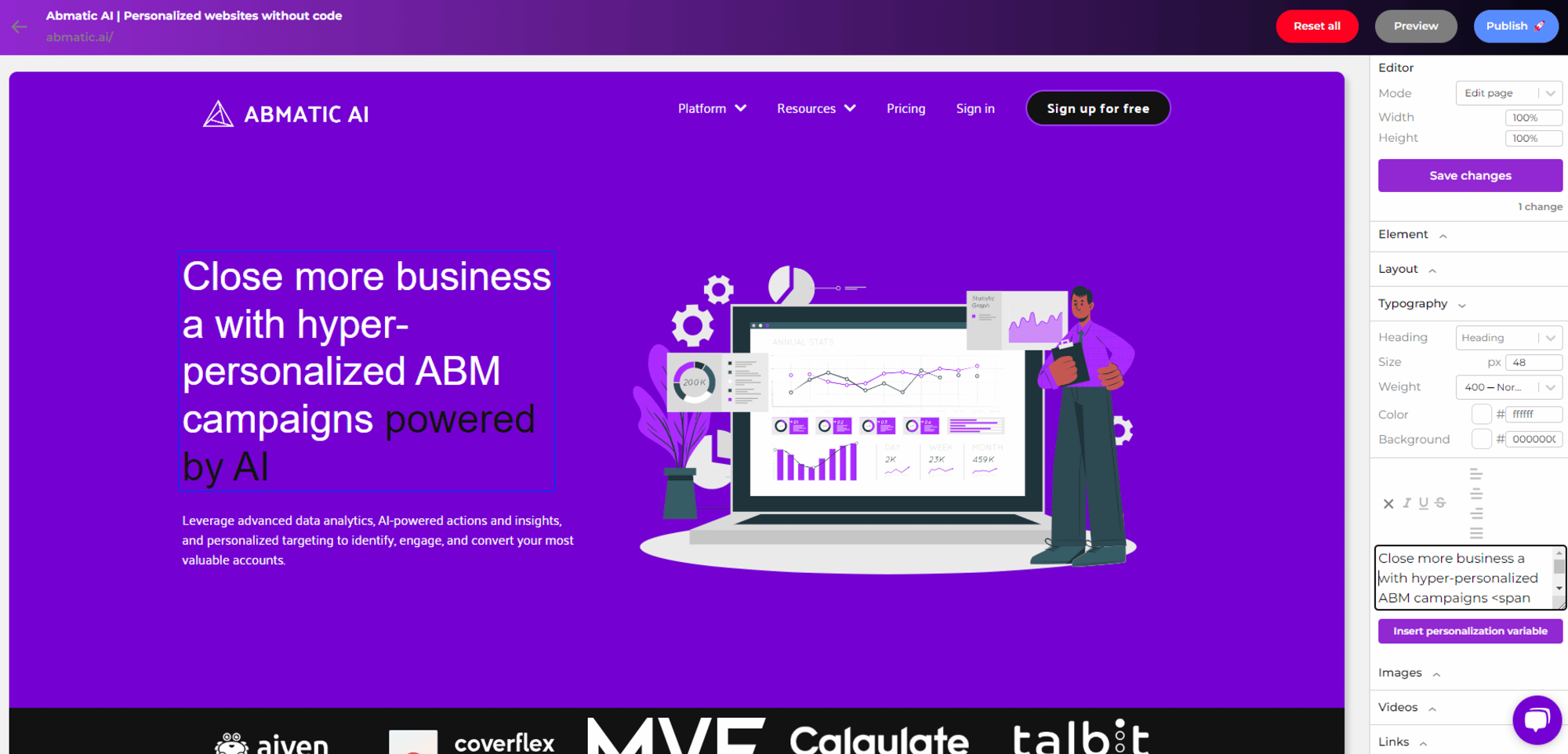 Visual editor product Visual editor product